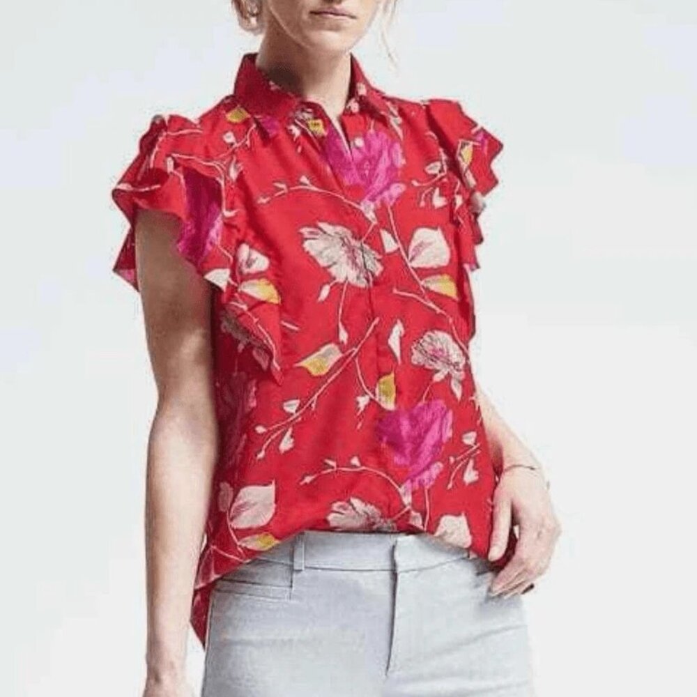 Brand New Banana Republic Dillon Fit Floral Blouse, Size XSP